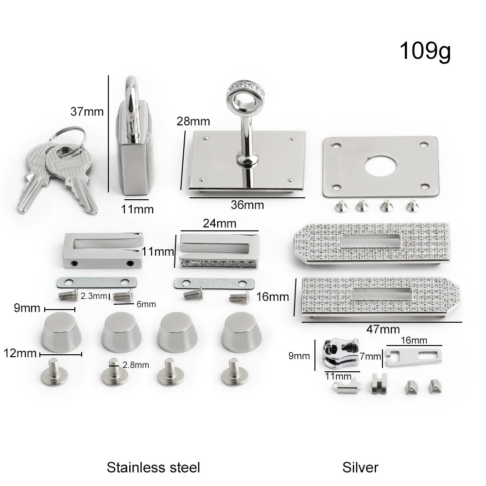 Stainless Steel Metal Rectangle Hanger Clasp Locks For DIY Craft Handbags Purse Bags Belt Buckles Hardware Accessories