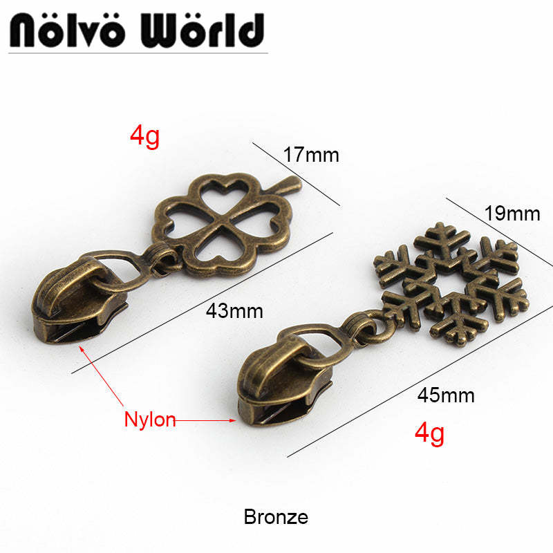 Nolvo World #5 nylon coil zipper puller sliders in bronze