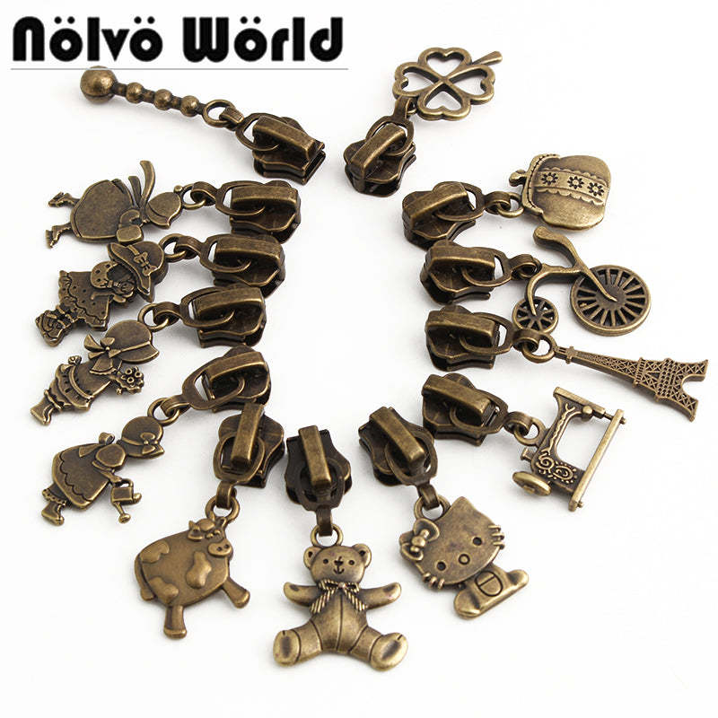 Nolvo World #5 nylon coil zipper puller sliders in bronze
