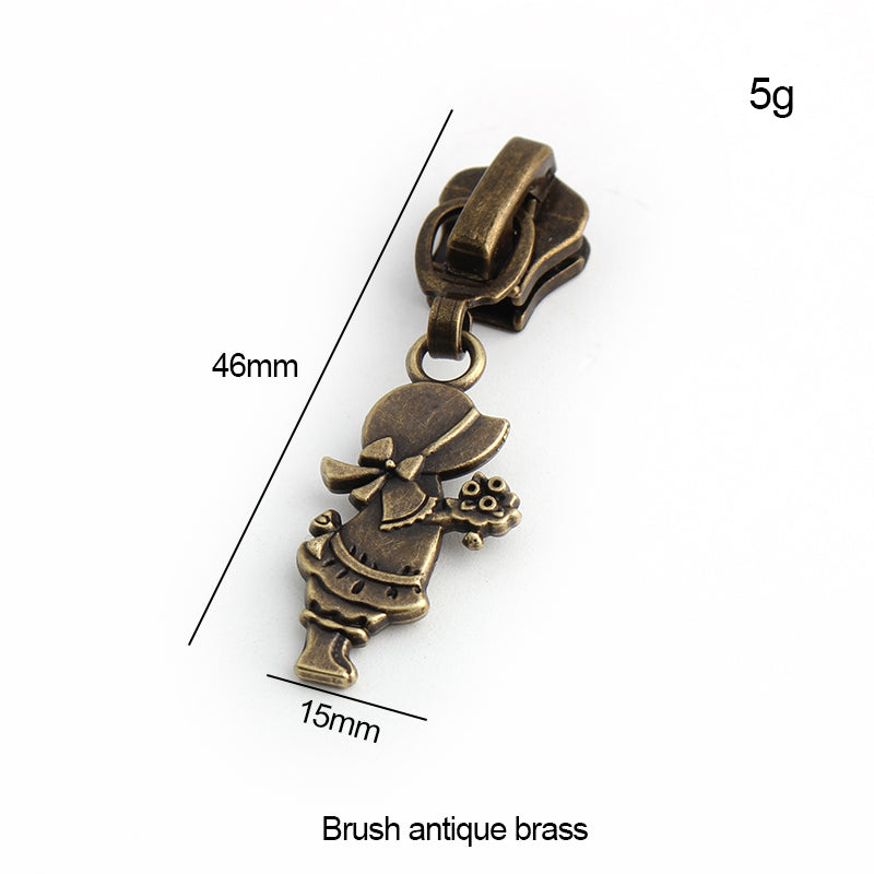 Nolvo World #5 nylon coil zipper puller sliders in bronze