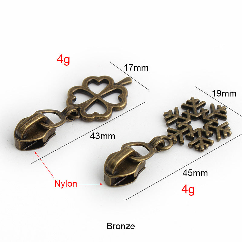 Nolvo World #5 nylon coil zipper puller sliders in bronze