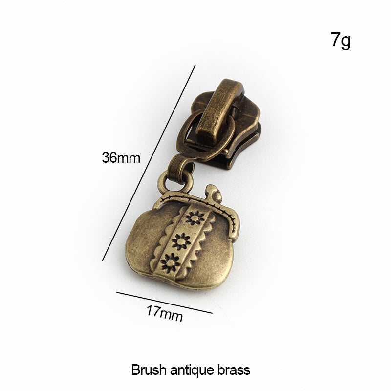 Nolvo World #5 nylon coil zipper puller sliders in bronze