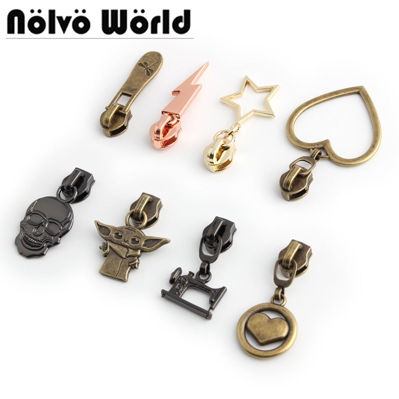 Nolvo World #5 nylon coil zipper puller sliders in various finished