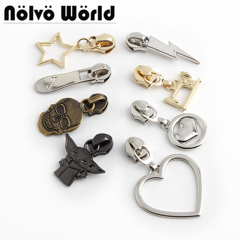 Nolvo World #5 nylon coil zipper puller sliders in various finished