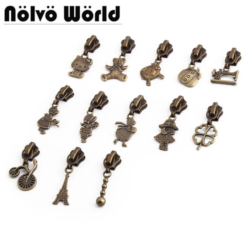Nolvo World #5 nylon coil zipper puller sliders in bronze